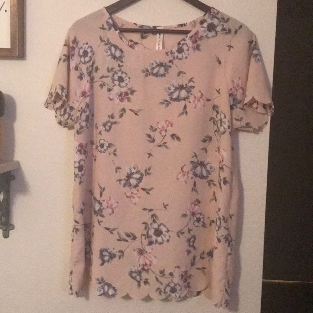 Light pink floral chiffon top